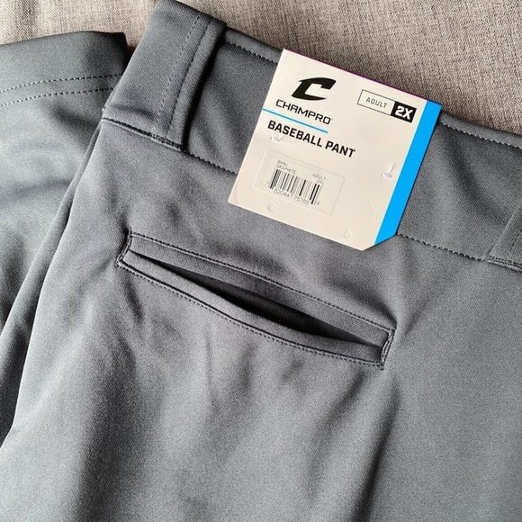 CHAMPRO Men's Standard Adult Triple Crown Open Bottom Pant, Graphite - Picture 7 of 7
